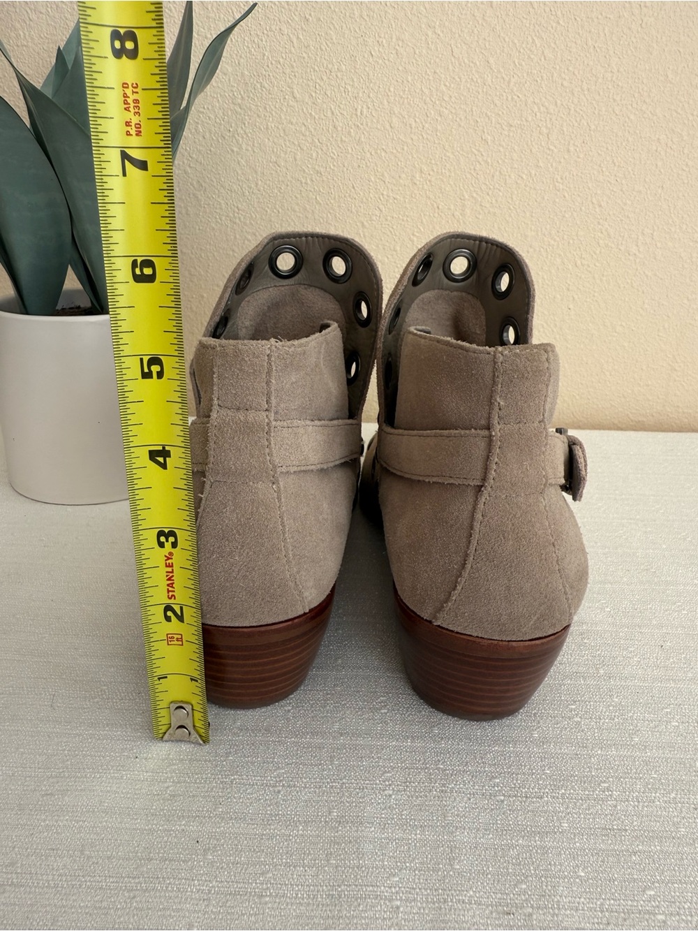 Sam Edelman Suede Ankle Booties with Studd Grommet Detail in Taupe - Picture 9 of 14